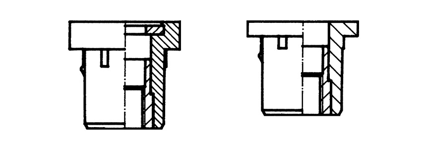 RIVKLE® Elastic – Technische Zeichnung der Standartvariante mit Scheibe (links) und Standartvariante ohne Scheibe (rechts)